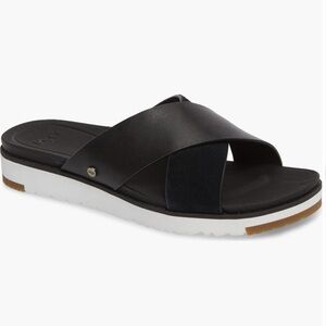 UGG Women’s Kari Black Slide Sandals with White Sole